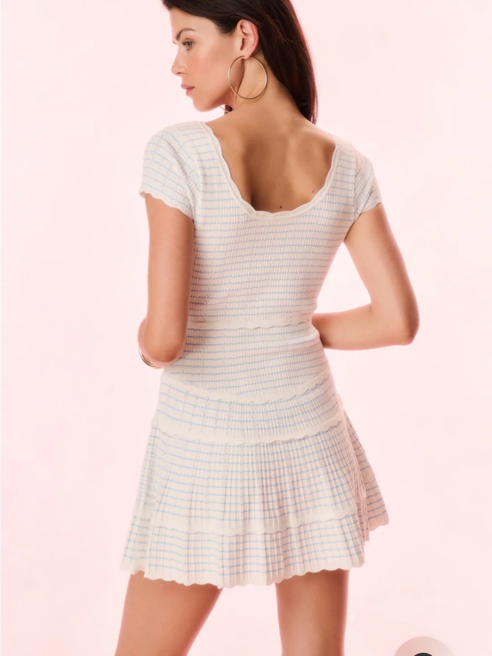 LoveShackFancy White Mini Dress with Light Blue stripe Elisavette - Picture 4 of 7